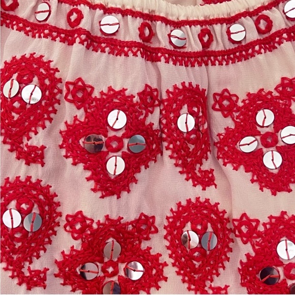 Tory Burch Layla Silk Embroidered Sequin Blouse Cream 6 - Picture 12 of 15